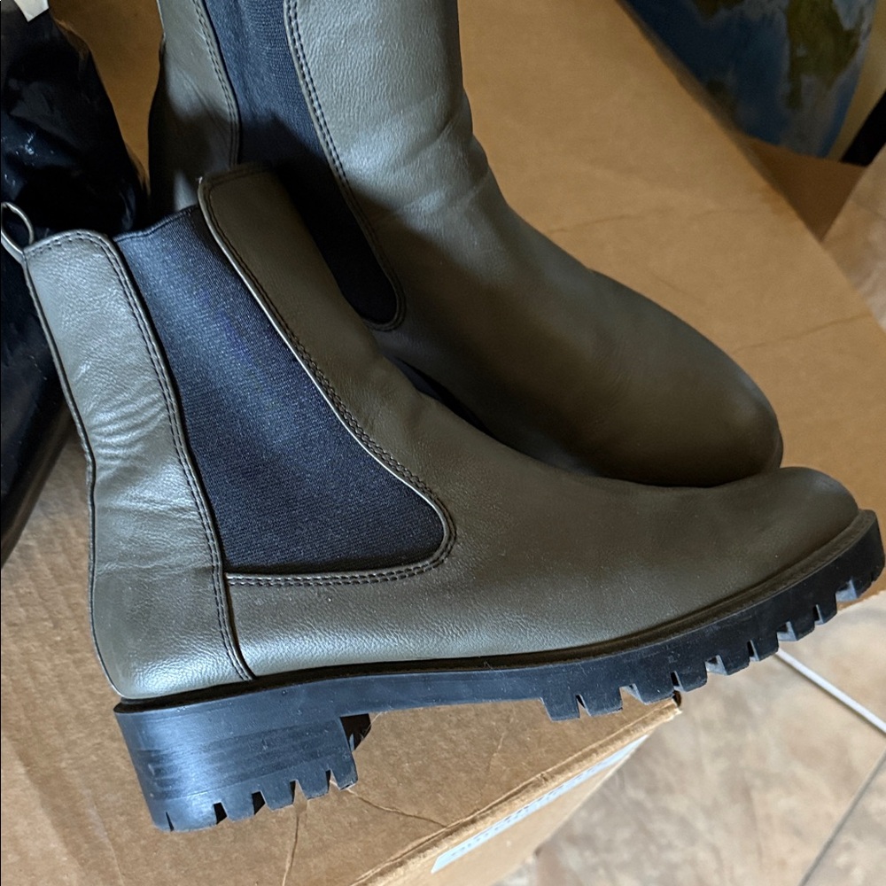 Olive Chelsea Boots